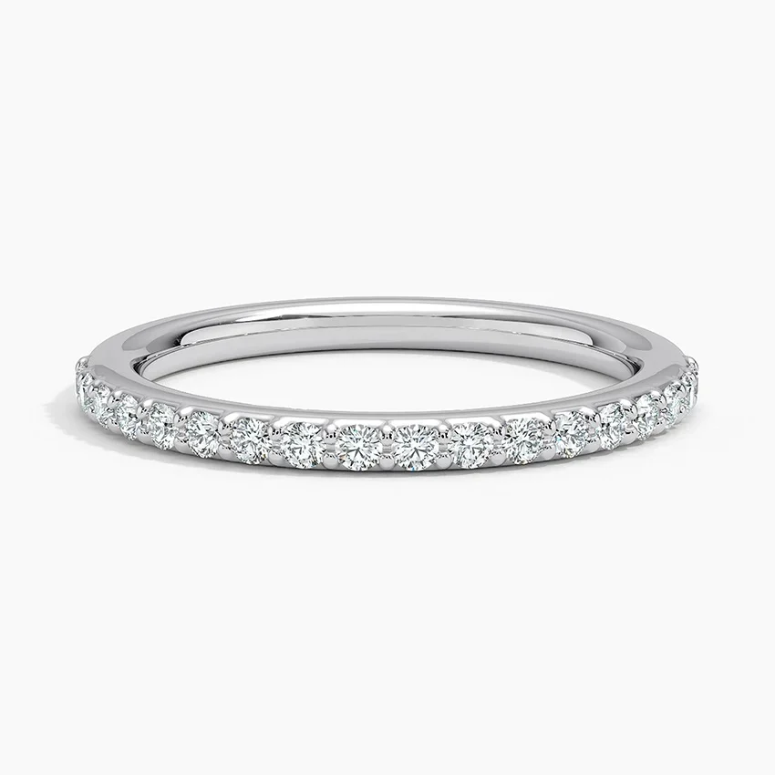 Minimalist Diamond Wedding Band Ring, Half Eternity Gold Ring, Stackable Diamond Ring