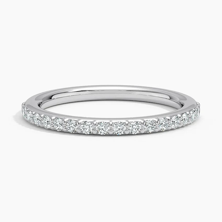 Minimalist Diamond Wedding Band Ring, Half Eternity Gold Ring, Stackable Diamond Ring