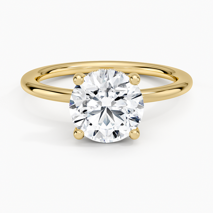 Round Cut Solitaire Diamond Engagement Ring, 4 Prong Classic Ring, Minimalist Proposal Ring for Women