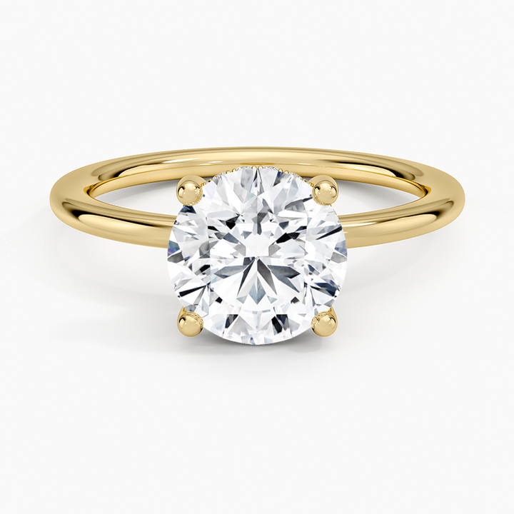 Round Cut Solitaire Diamond Engagement Ring, 4 Prong Classic Ring, Minimalist Proposal Ring for Women