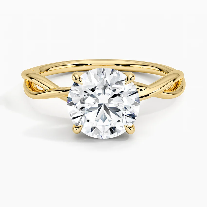 Twisted Solitaire Engagement Ring, Round Cut Moissanite Ring, Unique Infinity Twist Band Ring
