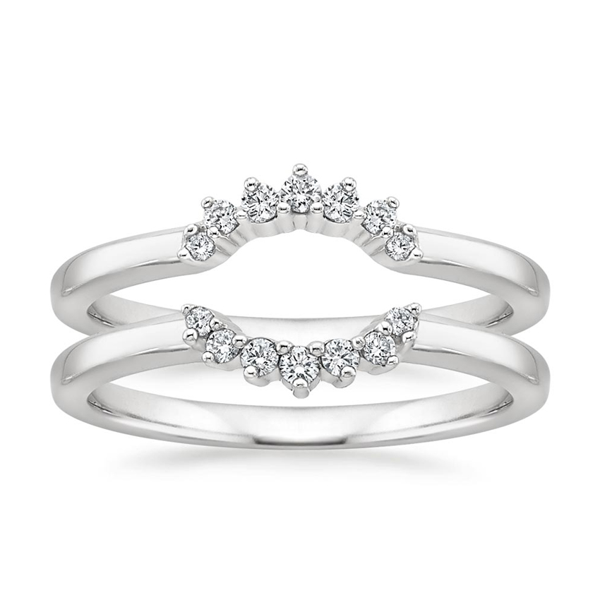 Curved Diamond Ring, Double Crown Wedding Band, Minimalist Stacking Ring
