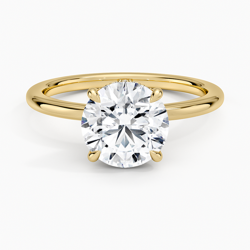 Round Cut Solitaire Diamond Engagement Ring, 4 Prong Classic Minimalist Ring, Timeless Bridal Ring