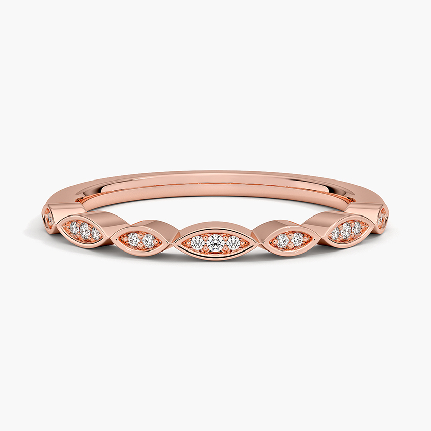 Marquise Diamond Wedding Band, Twisted Vine Diamond Ring, Minimalist Stackable Ring
