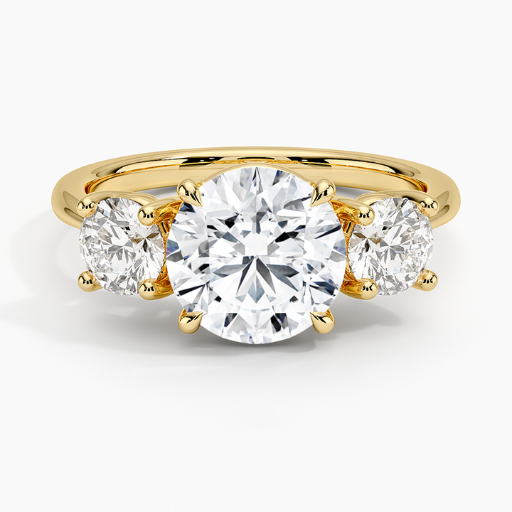 Three Stone Round Diamond Engagement Ring, Classic Trilogy Ring, Bridal Promise Ring
