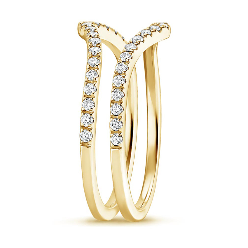 V Shape Diamond Ring Set, Chevron Wedding Band, Stackable Diamond Ring