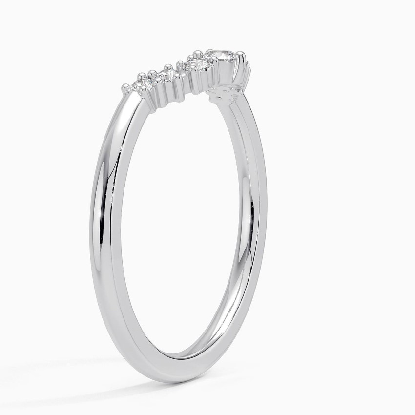 V Shape Diamond Ring, Curved Wedding Band, Minimalist Diamond Chevron Ring