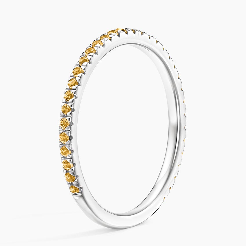 Yellow Sapphire Eternity Ring, Full Eternity Band, Minimal Stackable Ring
