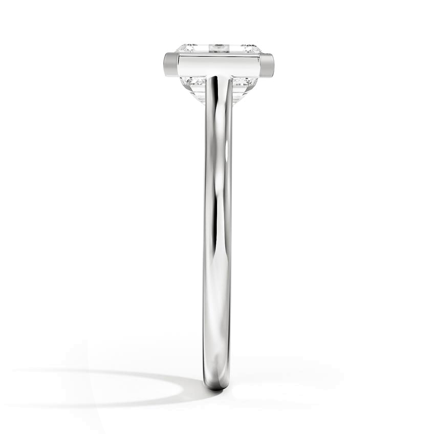Emerald Cut Diamond Bezel Engagement Ring, Minimalist Solitaire Ring, Modern Promise Ring