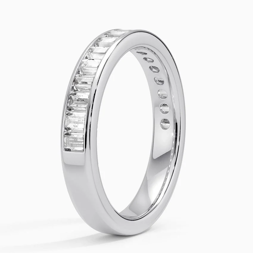 Baguette Diamond Eternity Band, Full Channel Set Wedding Ring, Minimalist Stackable Anniversary Ring