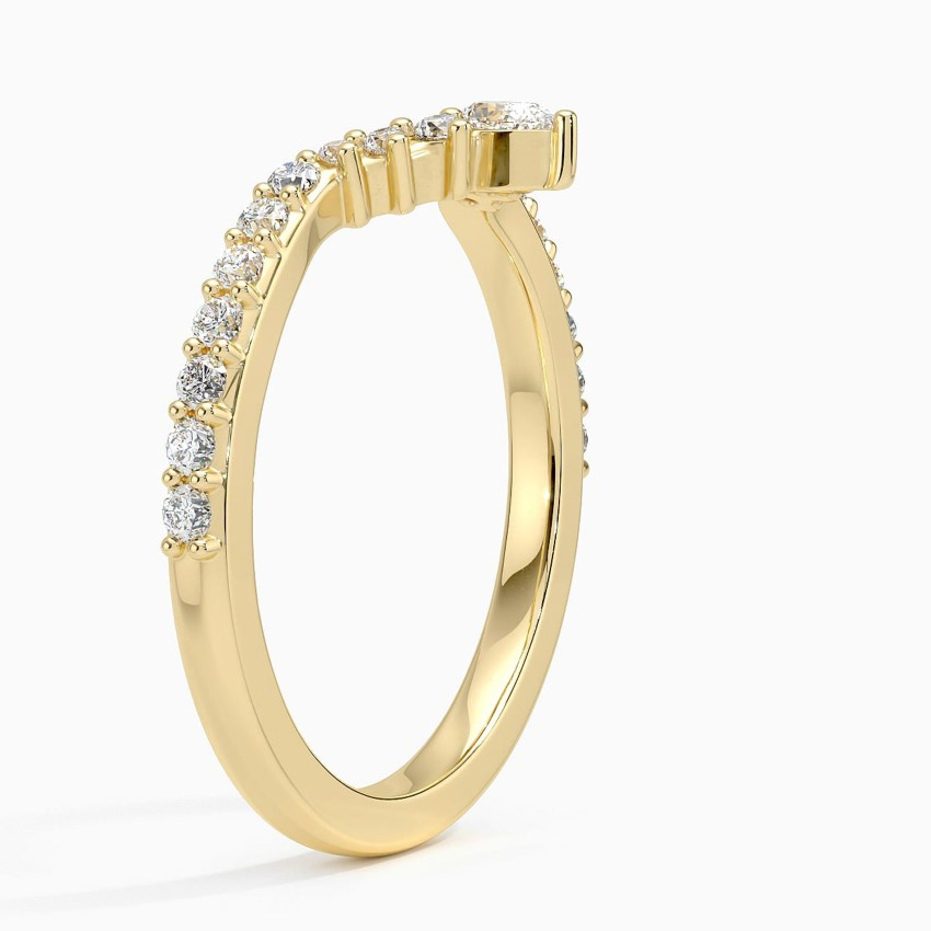 Pear Shape Diamond Chevron Ring, V Shaped Wedding Band, Curved Diamond Band