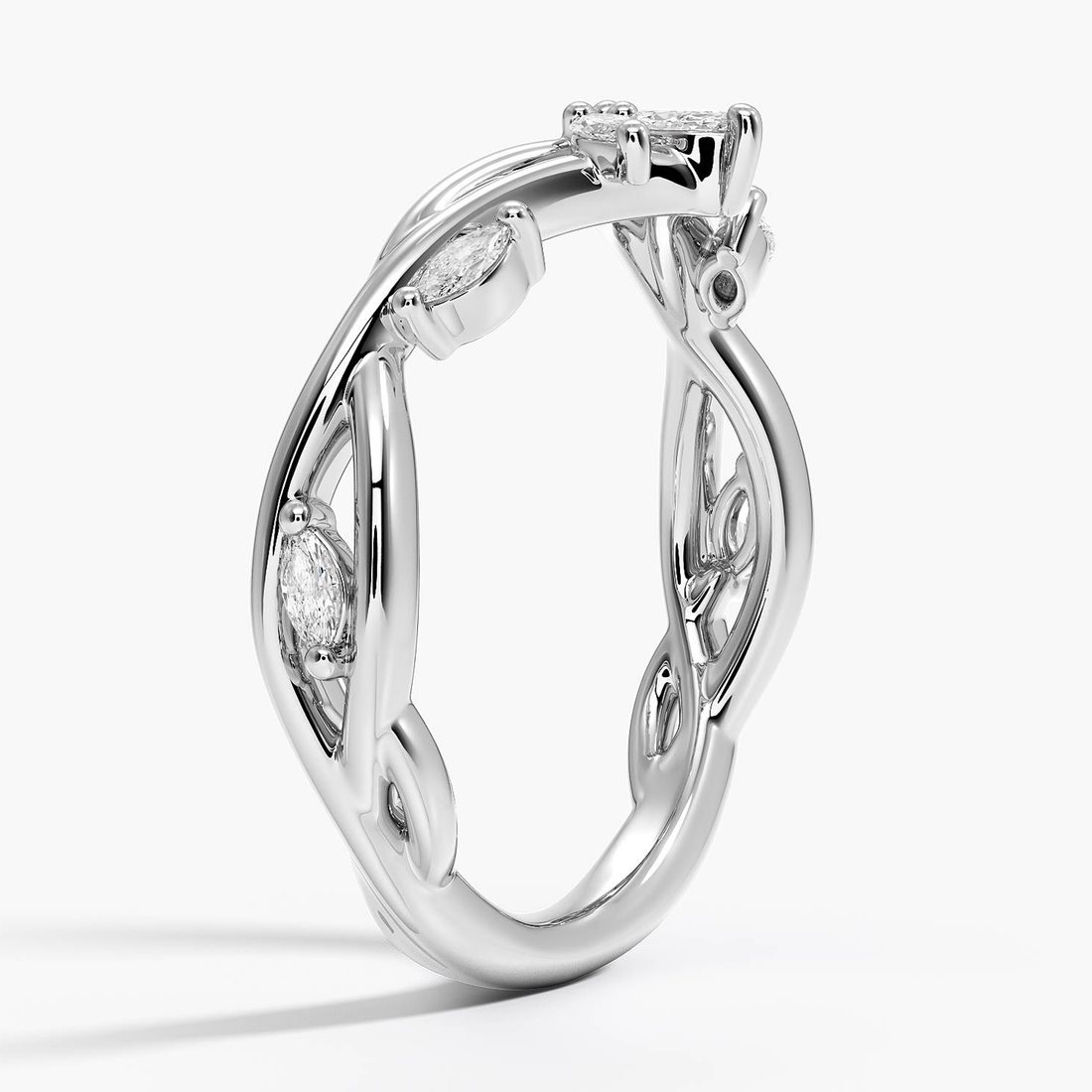 Marquise Diamond Chevron Ring, V Shaped Wedding Band, Minimalist Curved Stacking Ring
