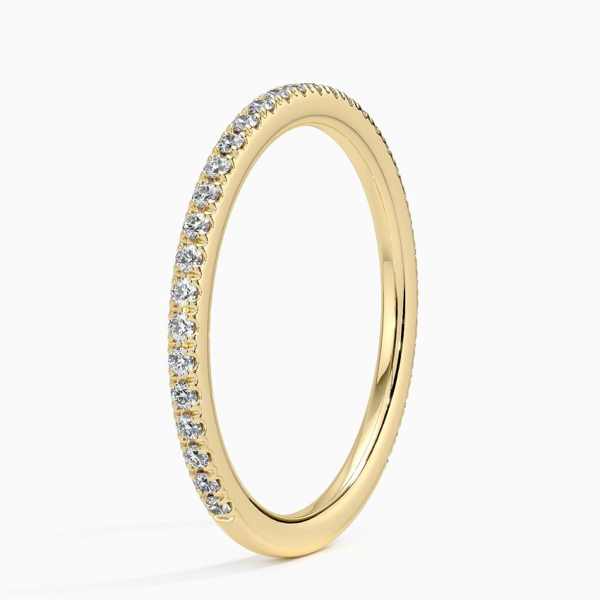 Minimalist Diamond Half Eternity Ring, Thin Pave Wedding Band, Stackable Gold Ring
