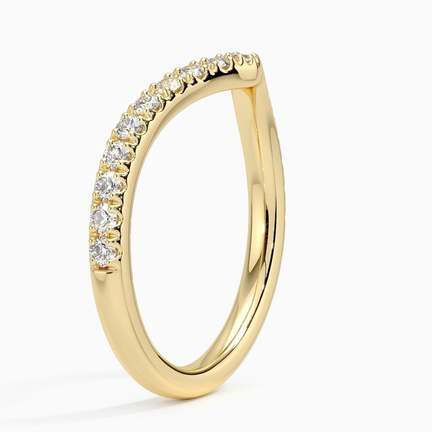 Chevron Diamond Wedding Band, V Shape Diamond Ring, Curved Stackable Ring
