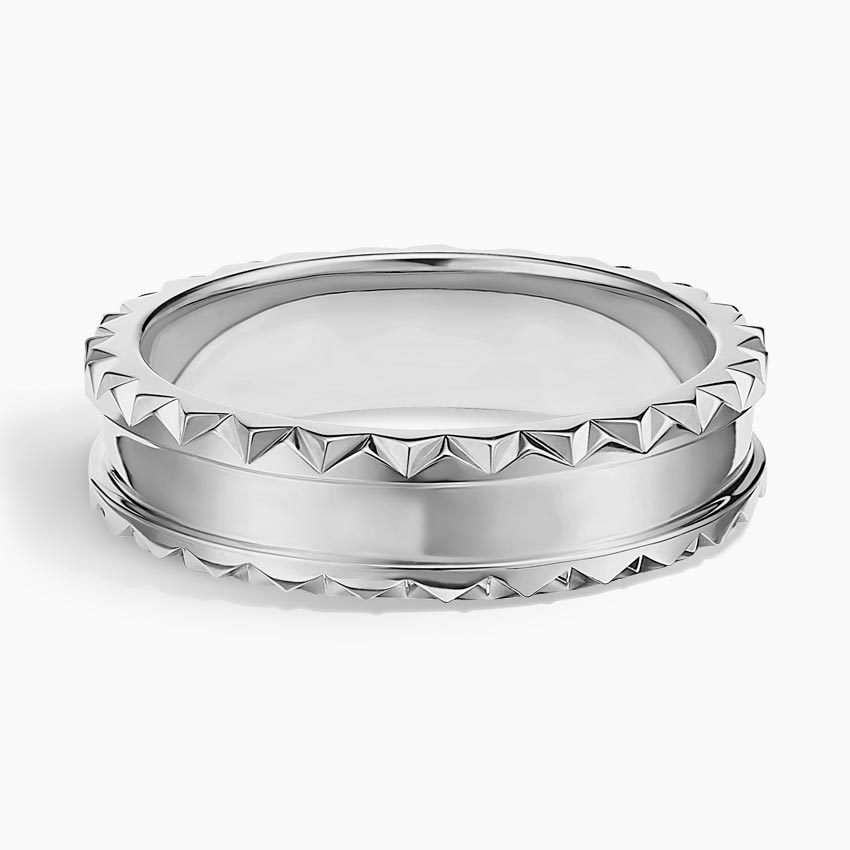 Mens Diamond Cut Wedding Band Ring, Textured Edge Comfort Fit Ring, Minimalist Statement Jewelry