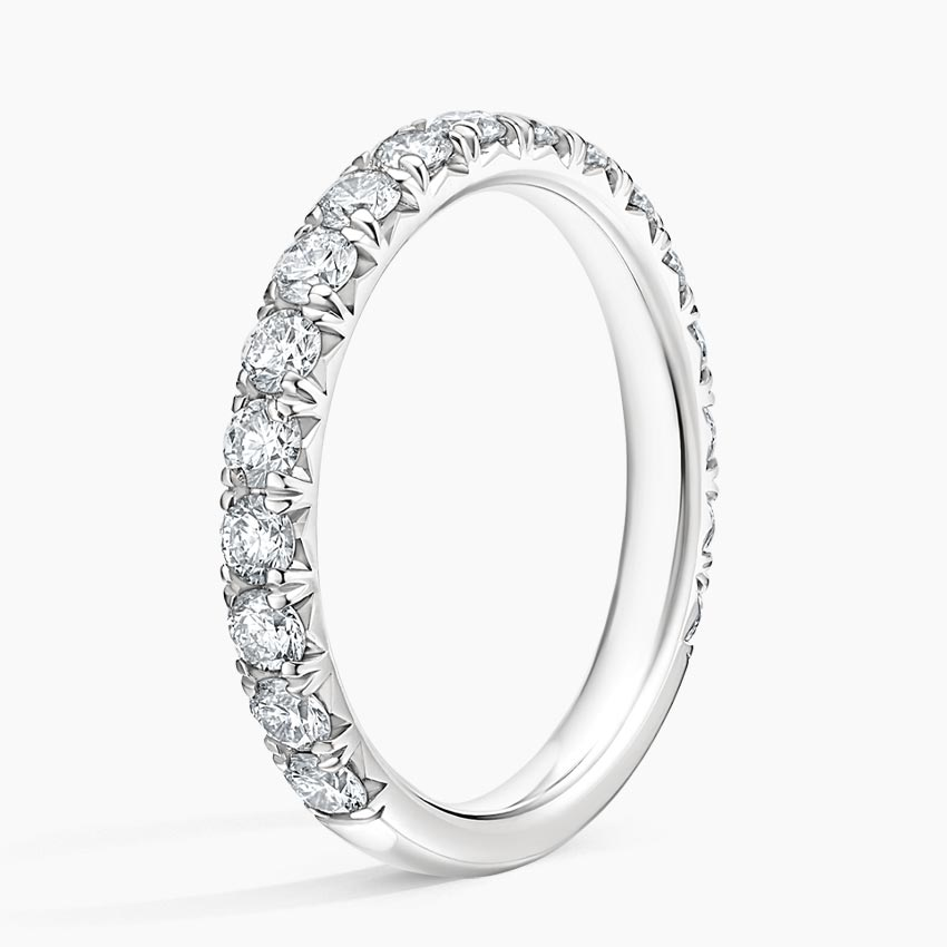 Round Cut Diamond Eternity Band, Half Eternity Wedding Ring, Anniversary Gift for Her