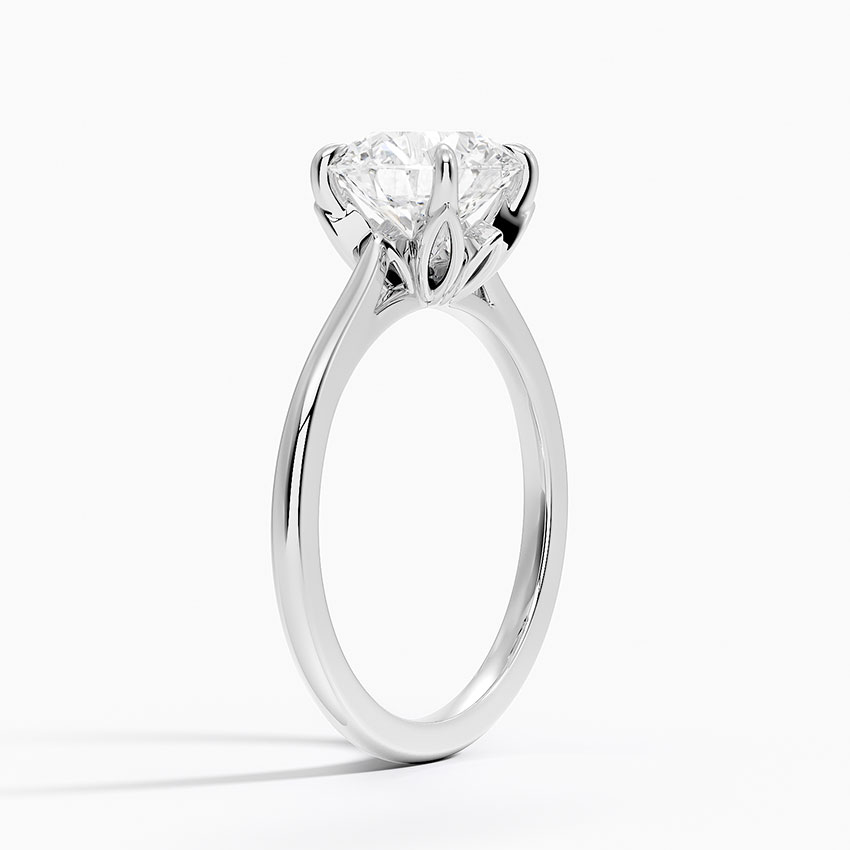 Round Cut Solitaire Diamond Engagement Ring, Classic 4 Prong Setting, Minimalist Proposal Ring