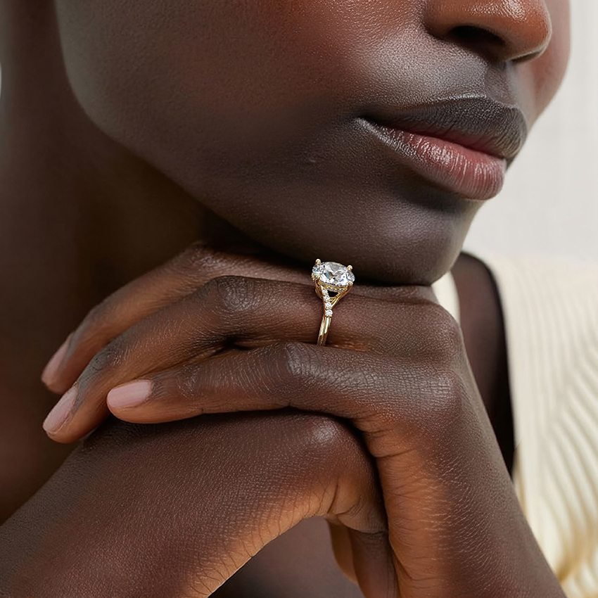 Pear Cut Diamond Engagement Ring, Twisted Split Shank Ring, Pave Band Solitaire Ring
