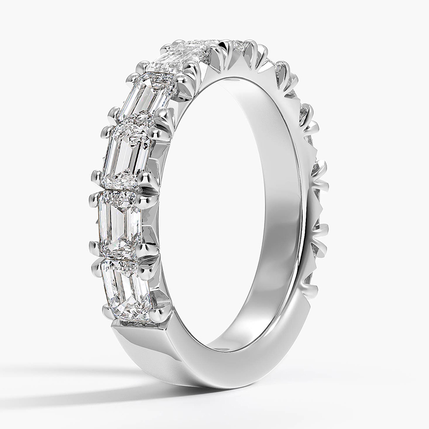 Emerald Cut Diamond Eternity Band Ring, Full Eternity Wedding Band, Baguette Diamond Ring