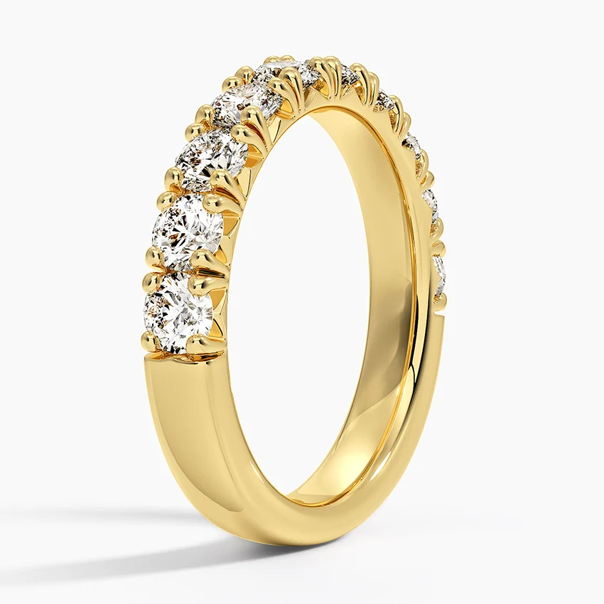 Round Cut Diamond Eternity Band Ring, Half Eternity Diamond Ring, Anniversary Gift for Her