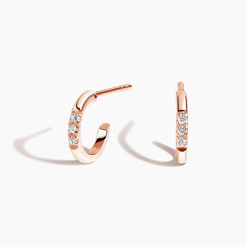 Diamond Huggie Hoop Earrings, Minimalist Diamond Hoops, Everyday Fine Jewelry