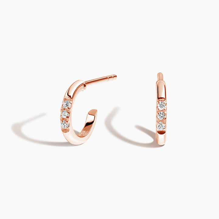 Diamond Huggie Hoop Earrings, Minimalist Diamond Hoops, Everyday Fine Jewelry