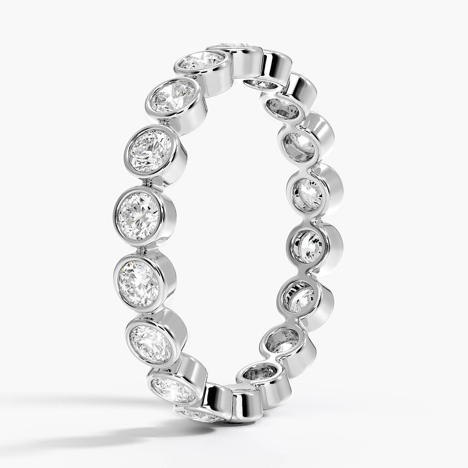 Round Cut Bezel Set Diamond Eternity Band, Full Eternity Wedding Ring, Minimalist Stackable Anniversary Ring