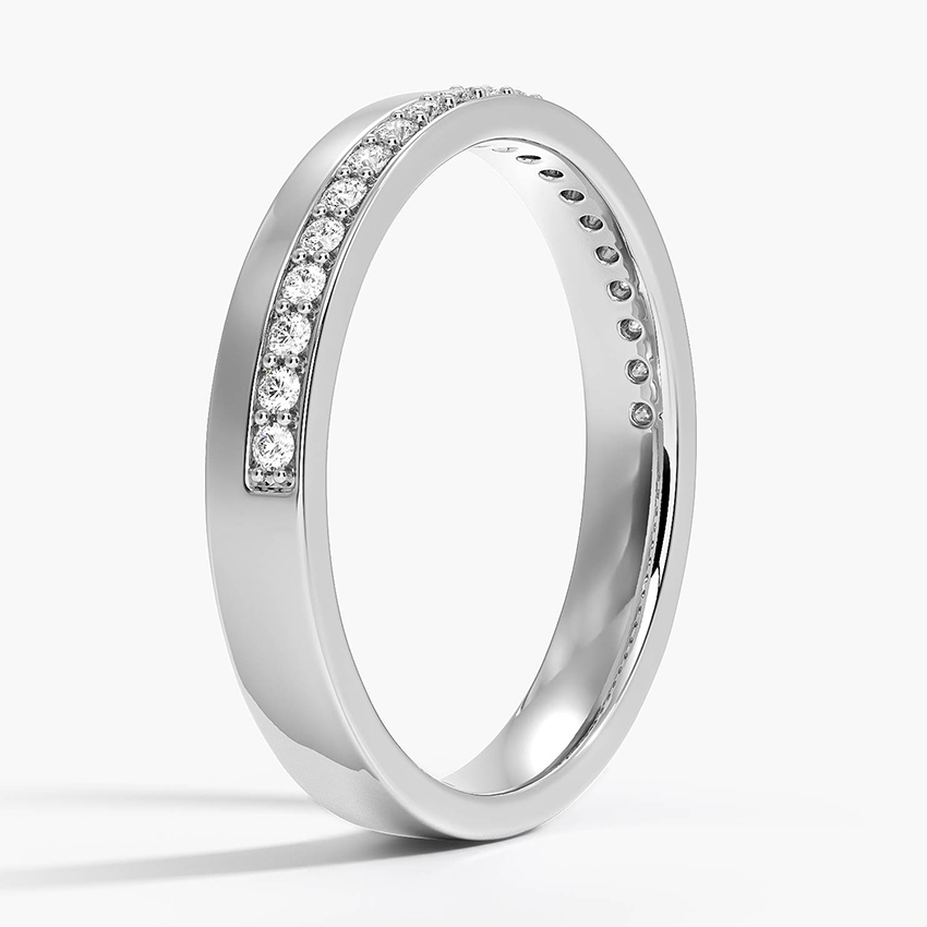 Minimalist Diamond Wedding Band, Channel Set Diamond Ring, Stackable Gold Band