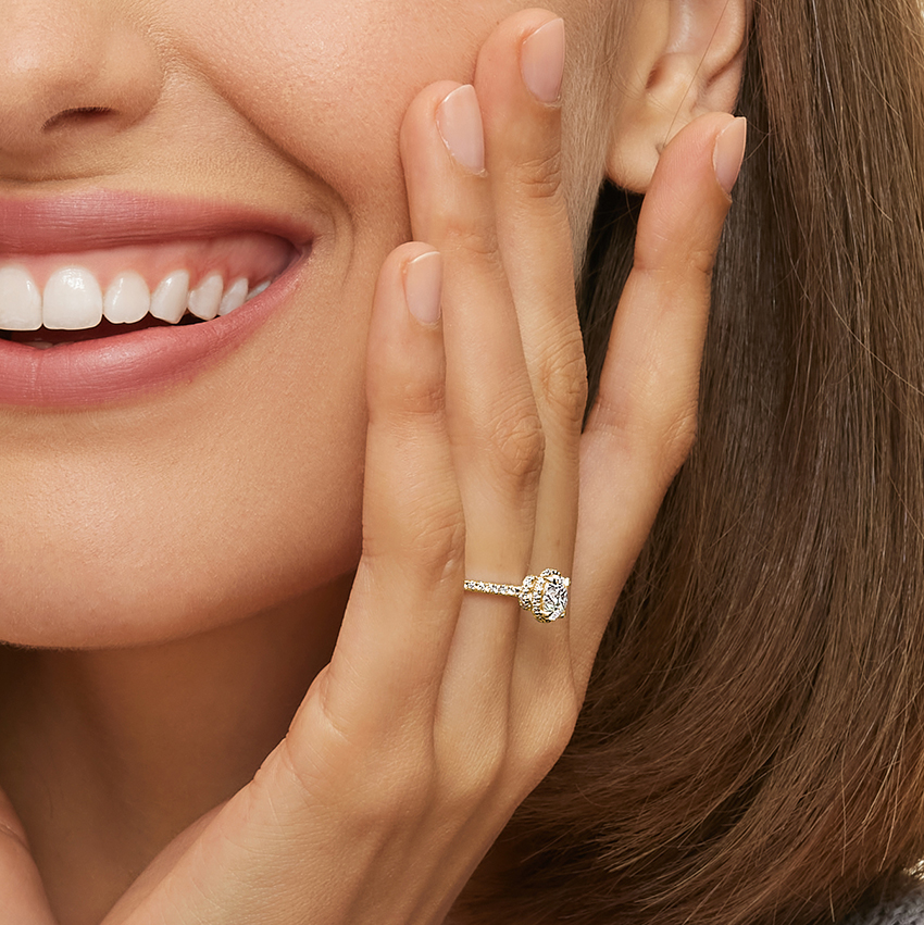 Oval Cut Diamond Engagement Ring, Hidden Halo Oval Ring, Pave Diamond Band Ring