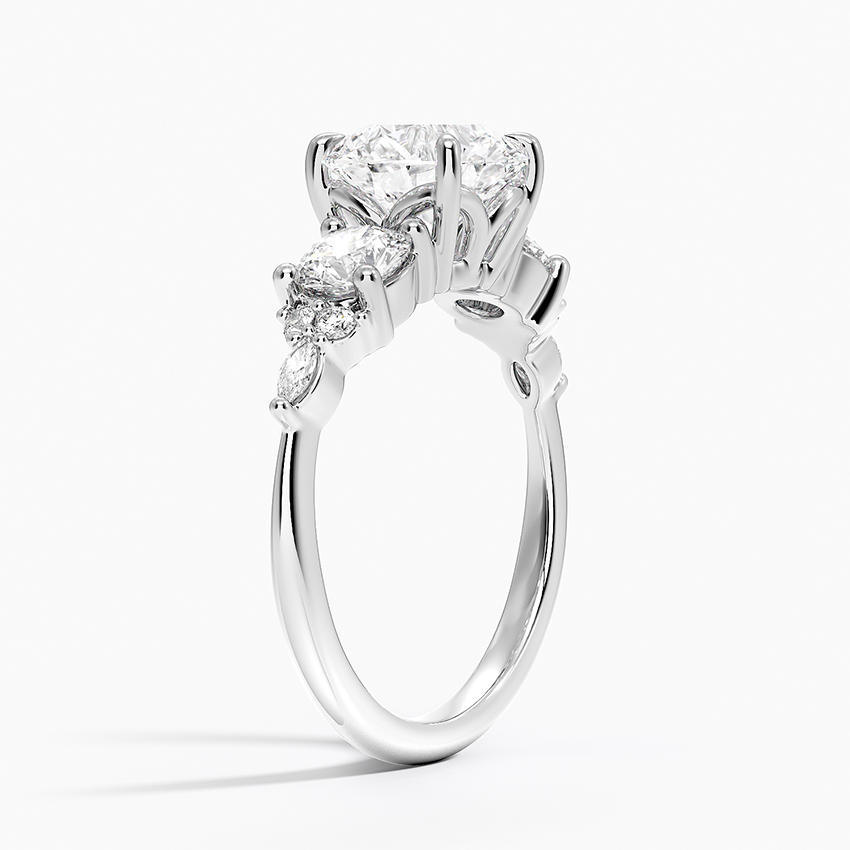 Three Stone Round Cut Moissanite Engagement Ring, Classic Trilogy Ring, Minimalist Bridal Ring