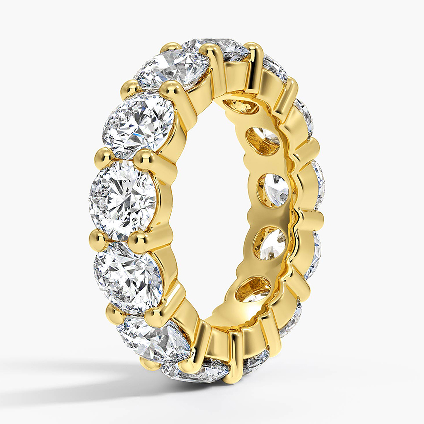 Round Cut Diamond Eternity Band, Full Eternity Wedding Ring, Solid Gold Stackable Ring