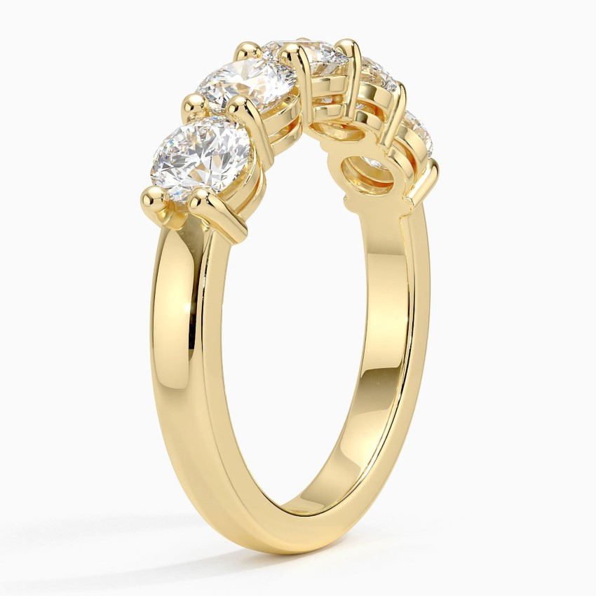 Five Stone Diamond Wedding Band, Round Cut Anniversary Ring, Minimalist Stackable Diamond Ring