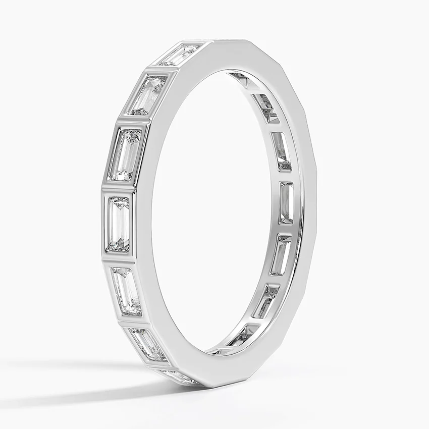 Baguette Diamond Eternity Ring, Full Eternity Band, Minimalist Stackable Wedding Band