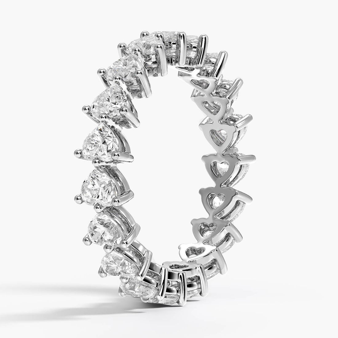 Pear Cut Diamond Eternity Band Ring, Full Eternity Wedding Band, Prong Set Teardrop Diamond Anniversary Ring