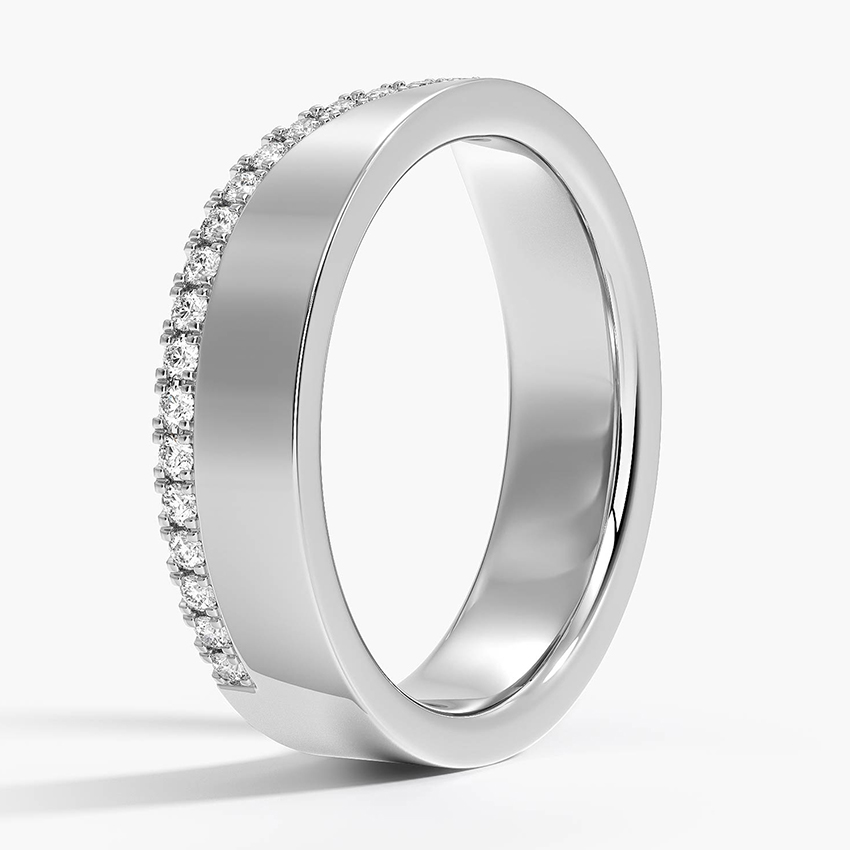 Chevron Diamond Wedding Band, V Shaped Diamond Ring, Curved Stackable Ring
