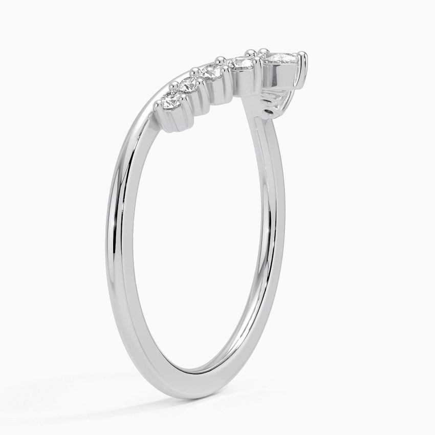 V Shape Diamond Chevron Ring, Curved Wedding Band, Minimalist Stacking Ring