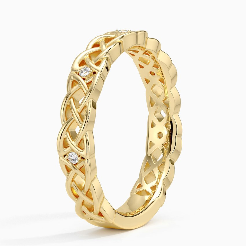 Celtic Knot Diamond Ring, Vintage Infinity Band, Solid Gold Wedding Band