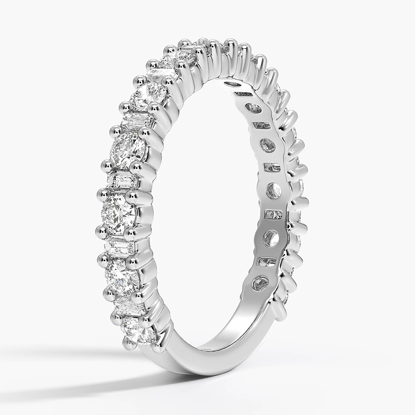 Round & Baguette Diamond Eternity Band, Full Eternity Ring, Wedding Band
