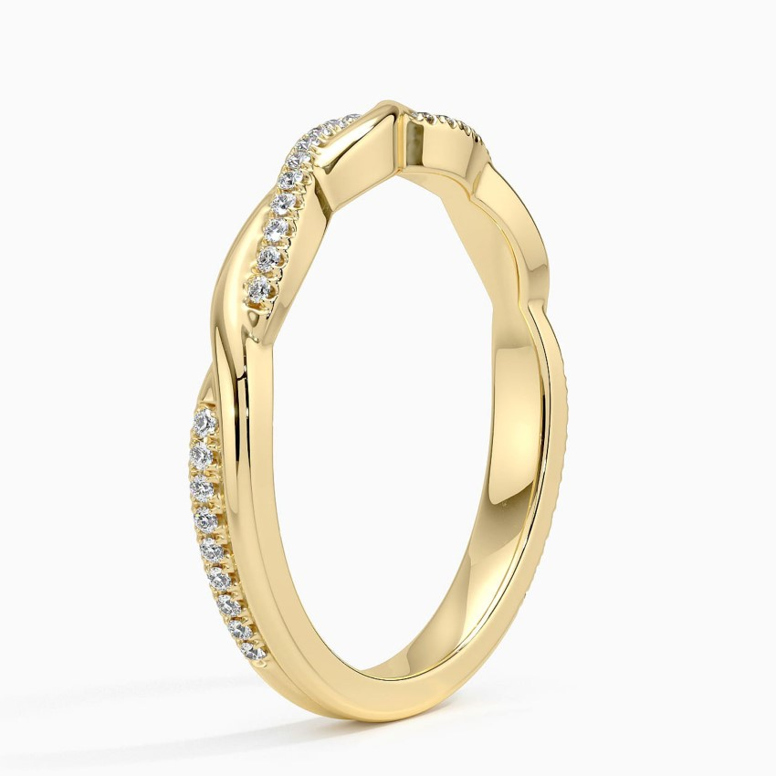 Twisted Diamond Wedding Band, Curved Infinity Ring, Minimalist Stackable Diamond Ring