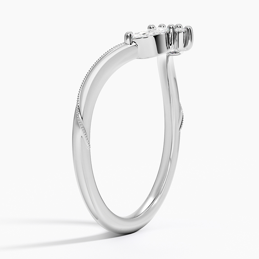 Marquise Diamond V Band Ring, Minimalist Chevron Wedding Band, Promise Ring