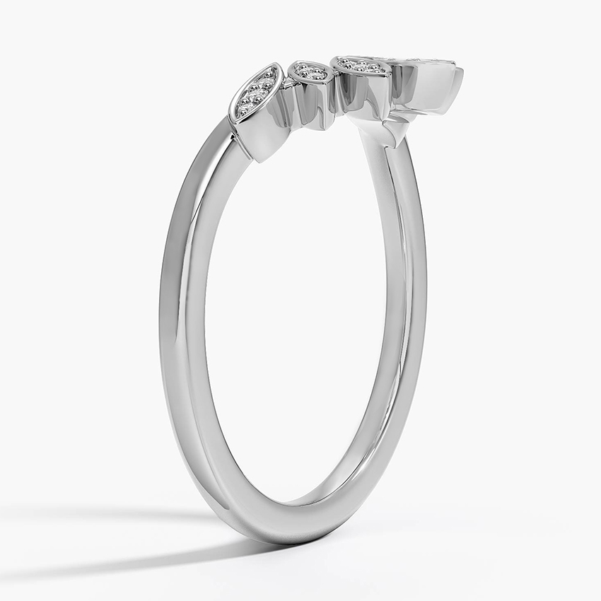 Marquise Diamond Chevron Ring, Leaf Cluster V Band, Minimalist Wedding Band