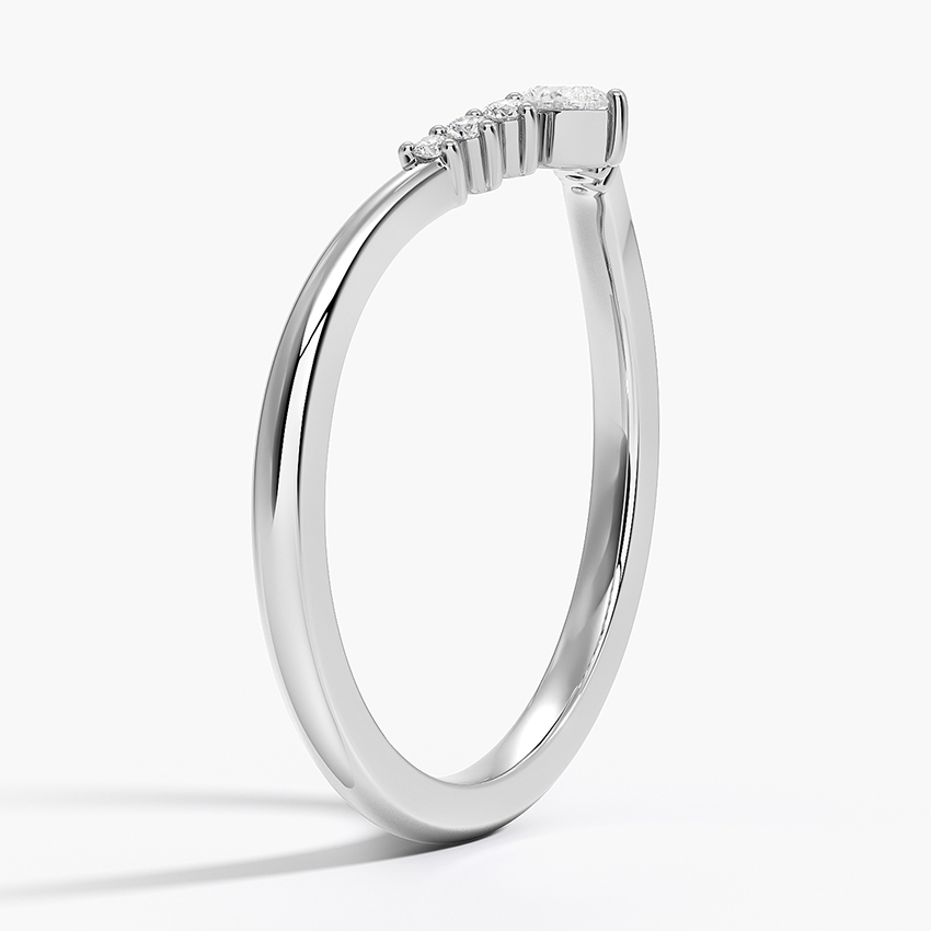 V Shape Diamond Ring, Pear Cut Center Diamond Band, Minimalist Wedding Ring