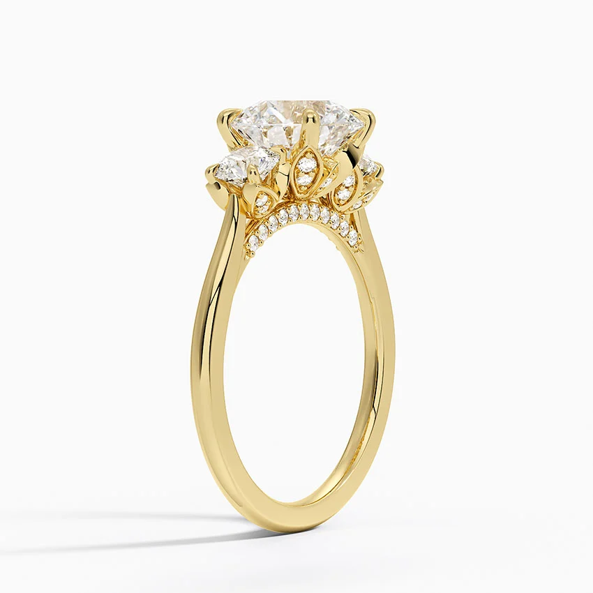 Round Cut Diamond Three Stone Engagement Ring, Classic Trilogy Ring, Anniversary Gift for Her