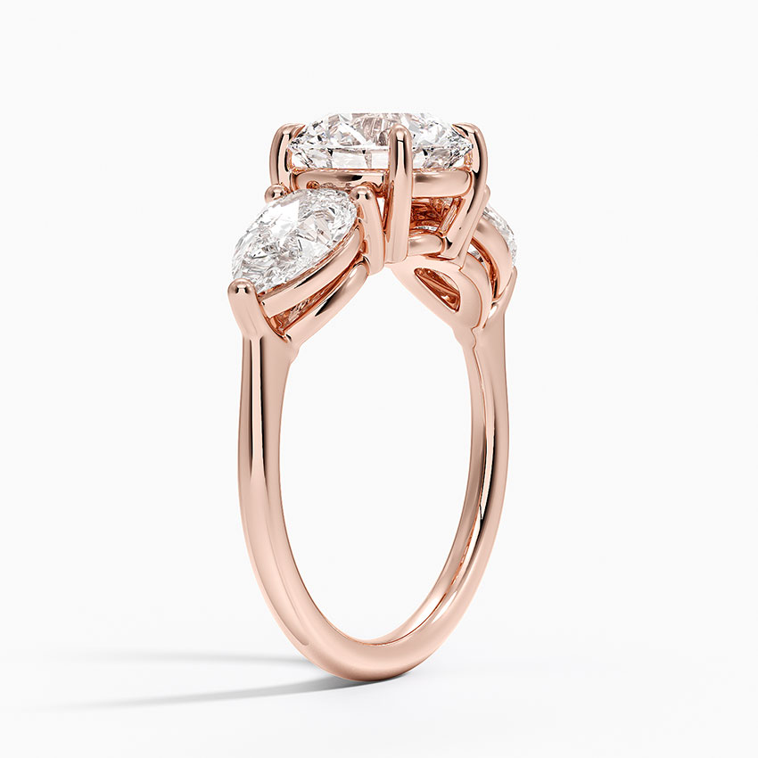 Three Stone Diamond Engagement Ring, Solid Gold Promise Ring, Three Stone Diamond Engagement Ring,