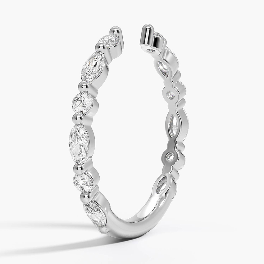 Minimalist Open Diamond Ring, Round Cut Lab Diamond Adjustable Cuff Ring, Stackable Statement Ring
