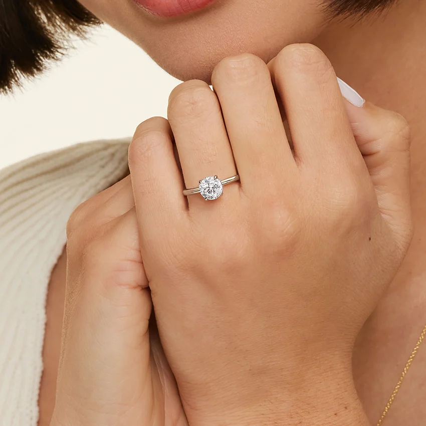 Oval Cut Diamond Solitaire Engagement Ring, 4 Prong Oval Diamond Ring, Minimalist Bridal Ring