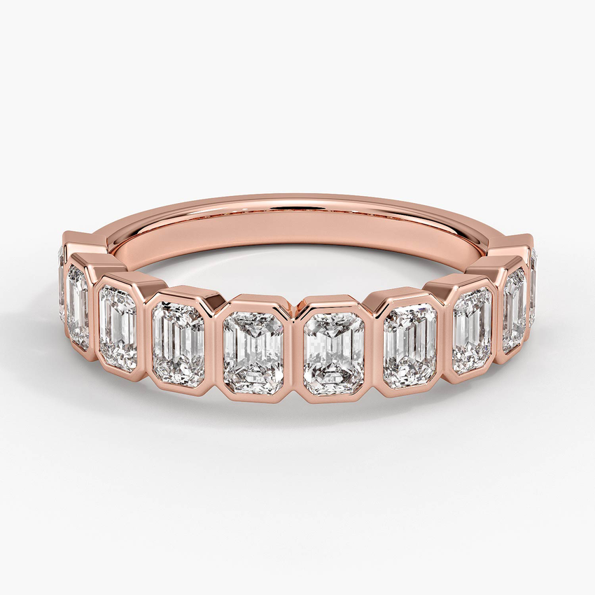 Emerald Cut Diamond Eternity Band, Bezel Set Wedding Ring, Full Eternity Band