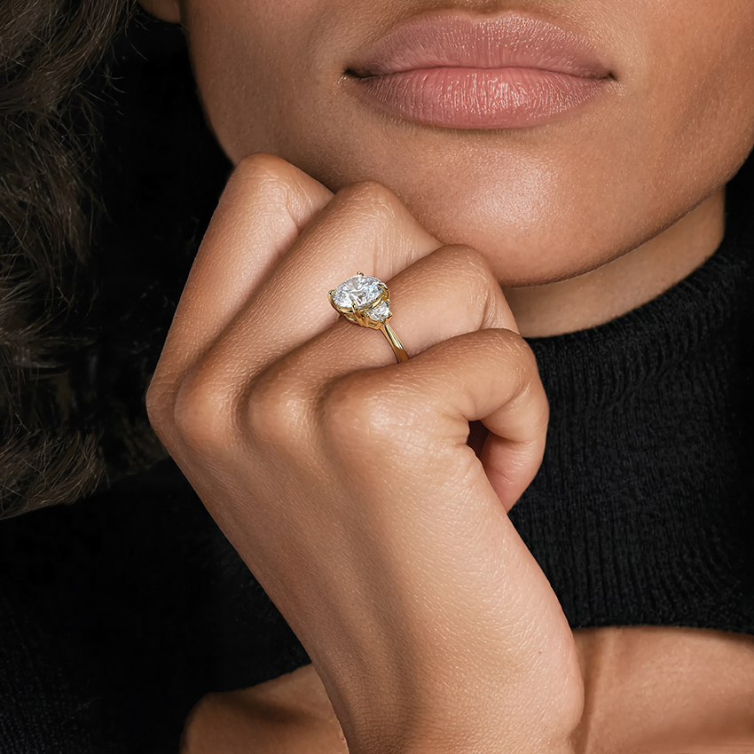 Oval Cut Three Stone Diamond Engagement Ring, 3 Stone Oval Diamond Ring, Gold Trilogy Ring