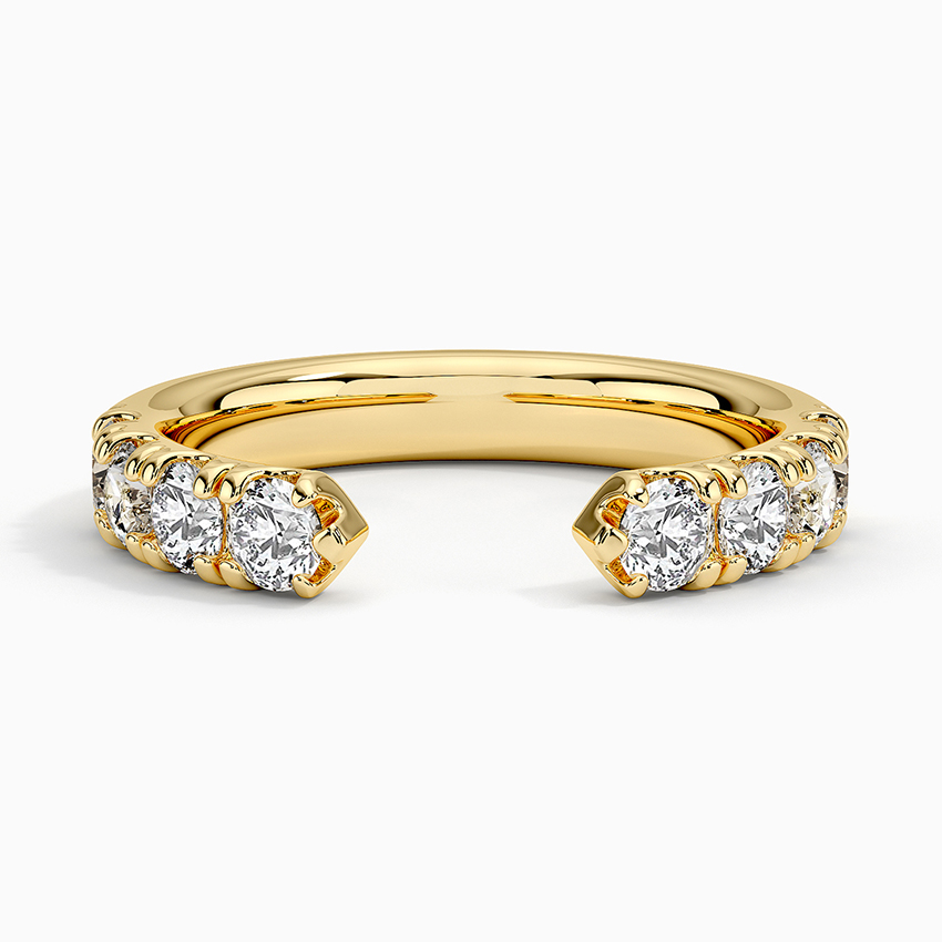 Open Diamond Ring, Minimalist Cuff Ring, Half Eternity Diamond Band