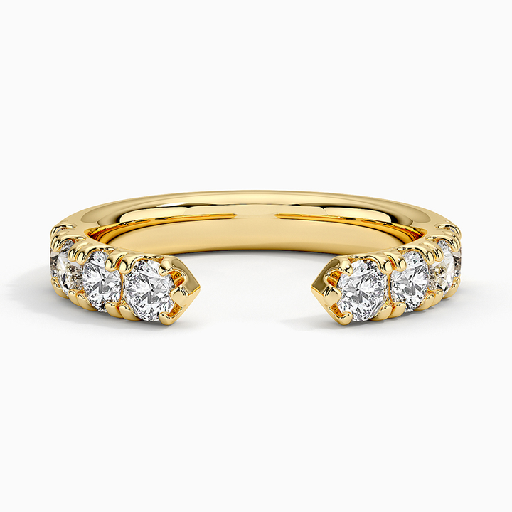 Open Diamond Ring, Minimalist Cuff Ring, Half Eternity Diamond Band